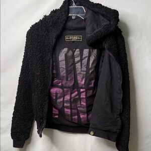 Victoria Secret Pink Limited Edition reversible hooded zip up jacket sz XS